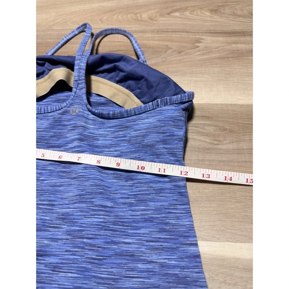 Lululemon Power Y Tank‎ Top Womens 4 Blue Space Dye Yoga Cami Built-In Shelf Bra